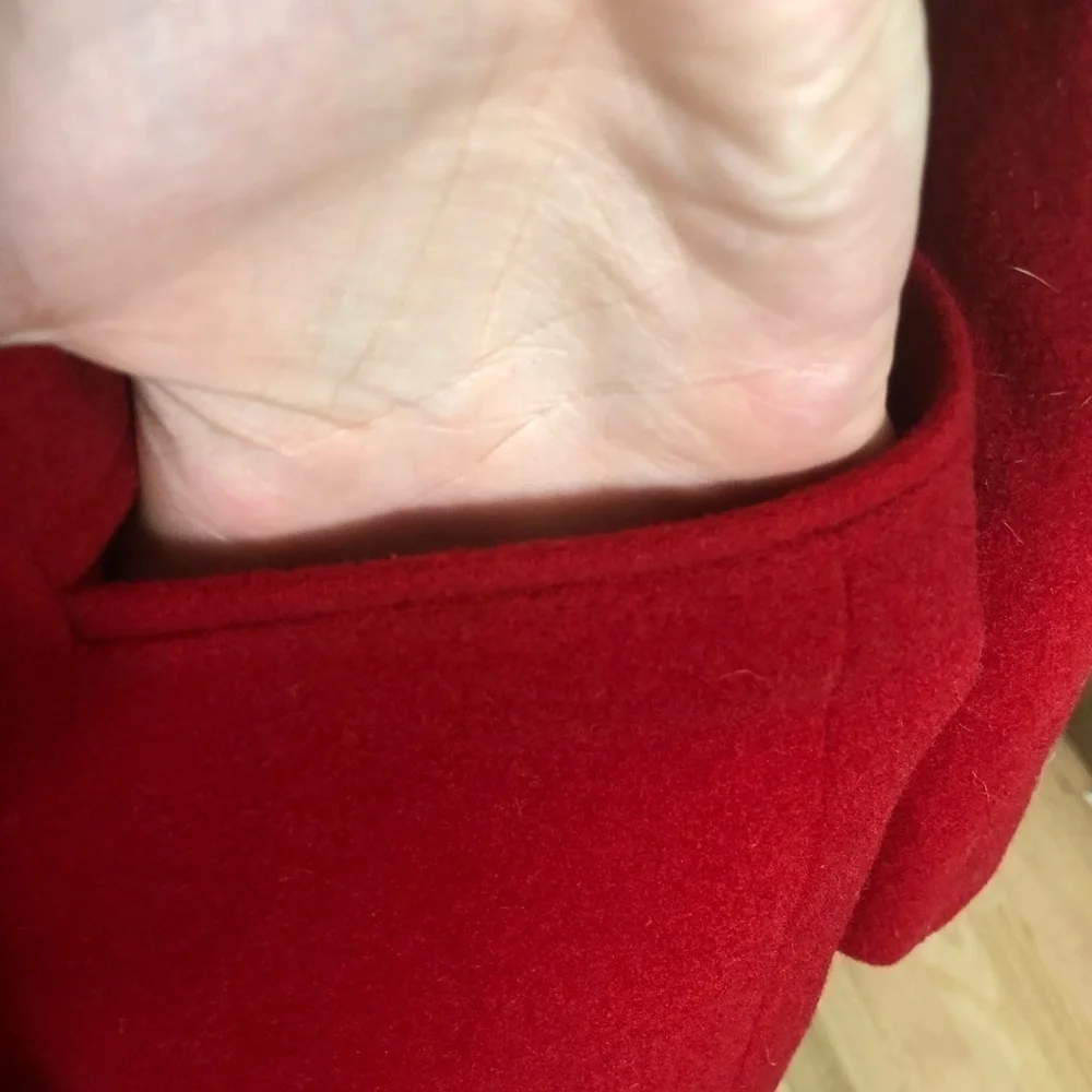 Saks Fifth Ave Wool Cashmere Pea Coat Red 10P Petite Women’s Jacket